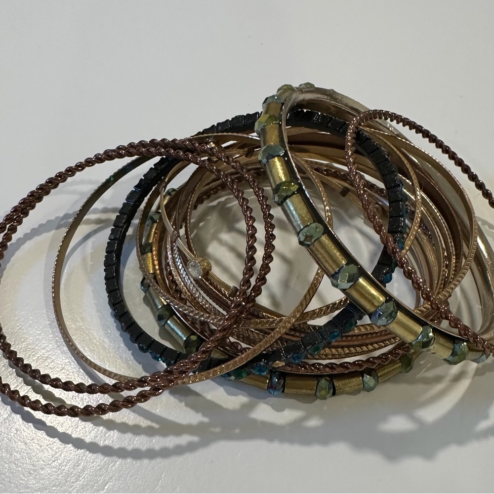 Soft Surroundings Elegant Brushed gold and Bronze colored Bangle Set